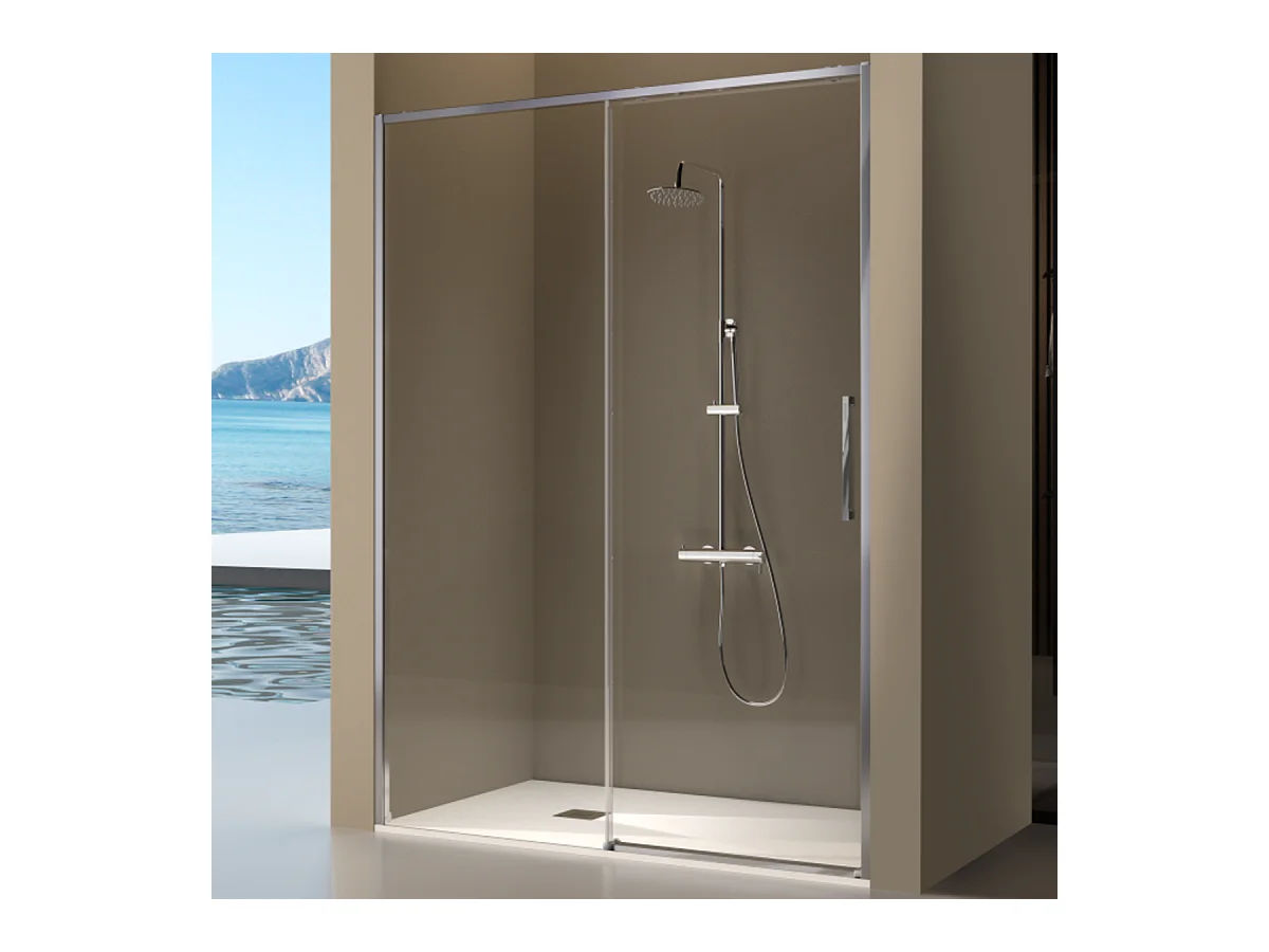 Frontal de ducha + Puerta Corredera 129-131.6 cm DELTA Cromado