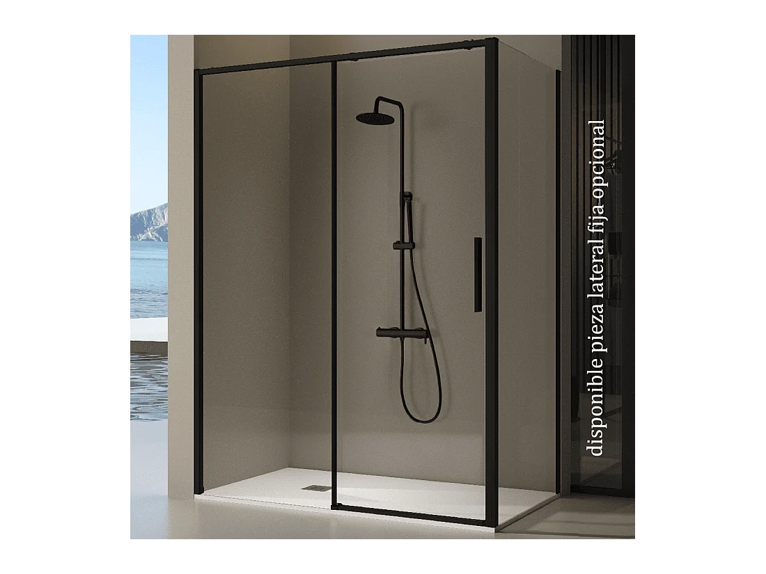 Frontal de ducha + Puerta Corredera 127-129.6 cm DELTA Negro