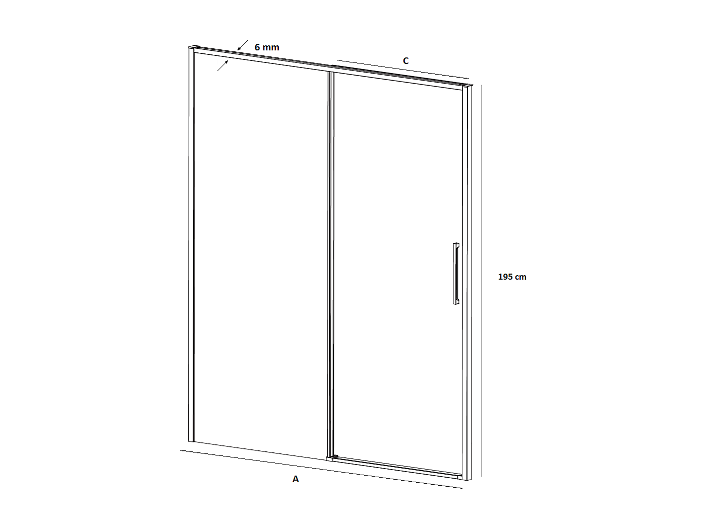 Paroi de douche fixe + porte coulissante DELTA 109-110 cm