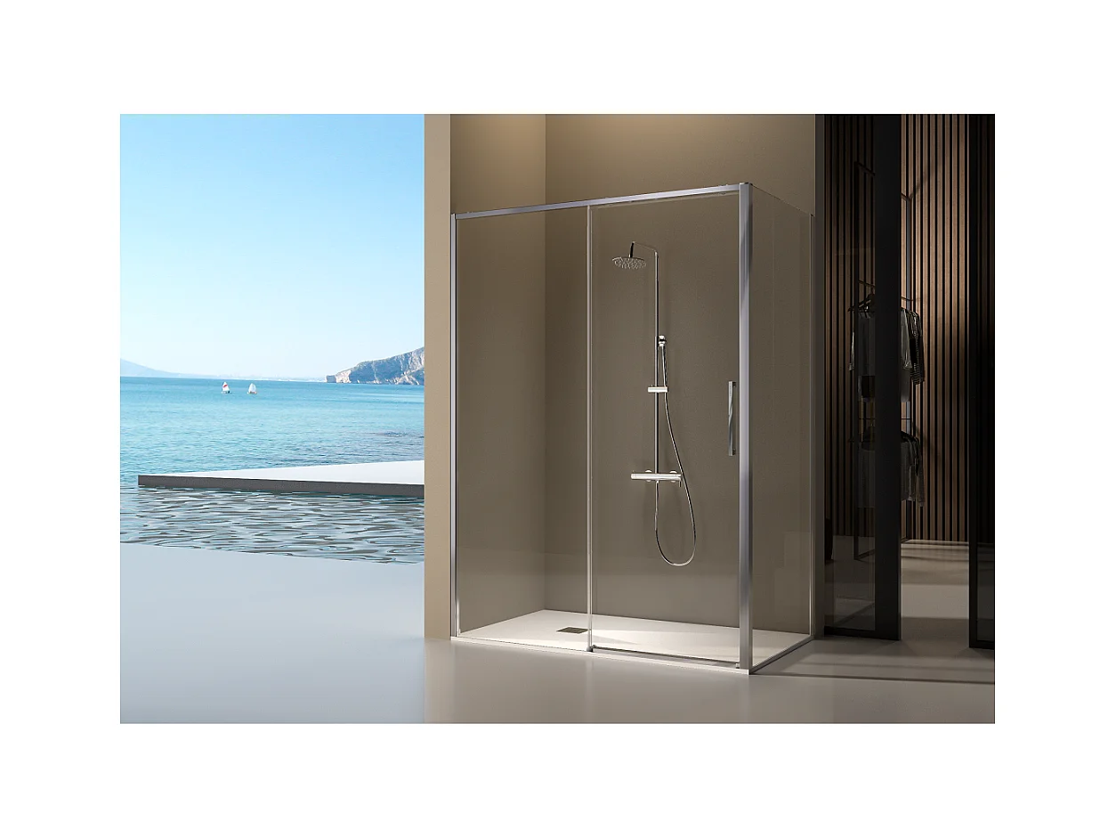 Frontal de ducha + Puerta Corredera 107-109.6 cm DELTA Cromado