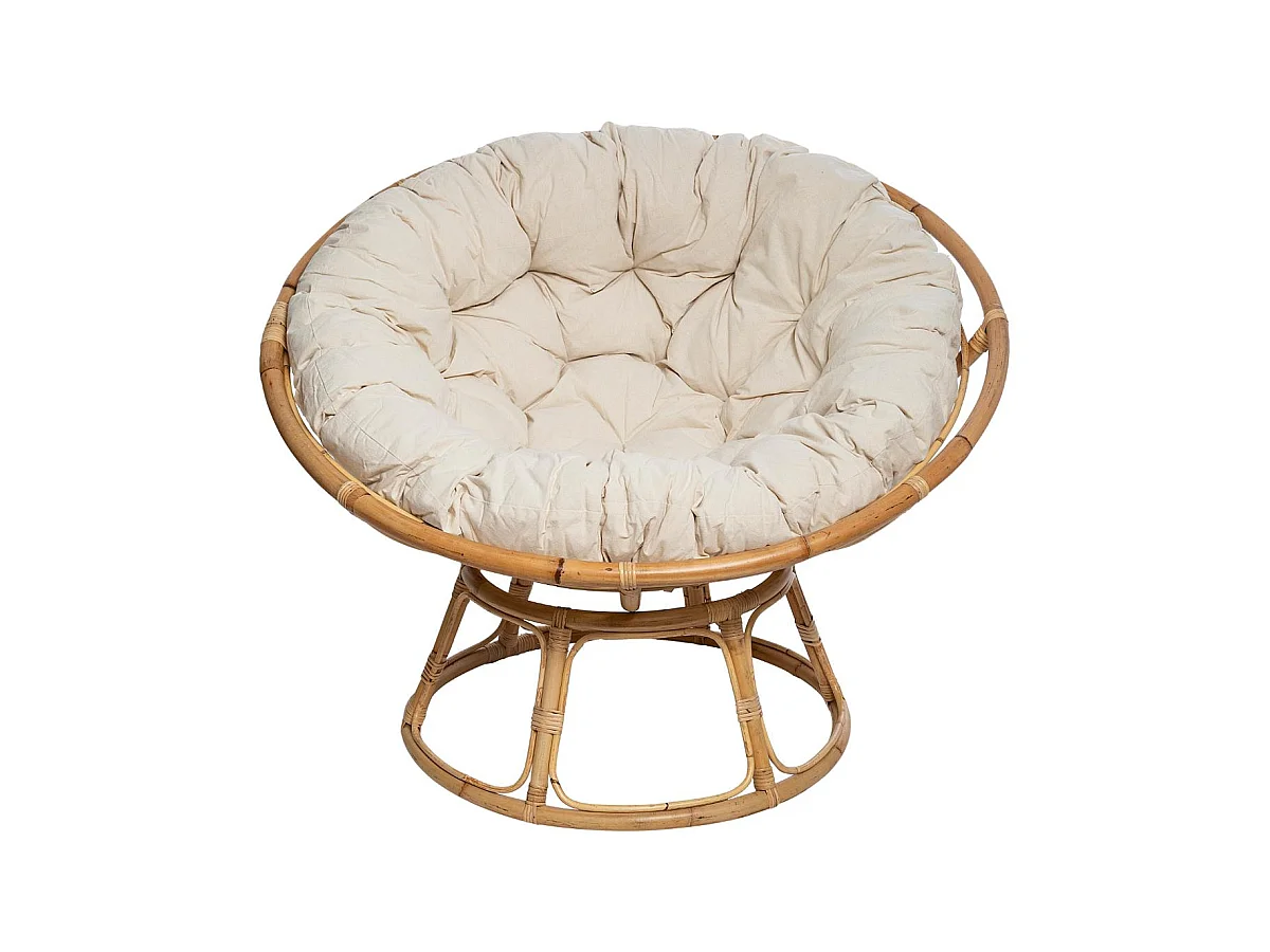 Fauteuil en Rotin style loveuse et Coussin en Coton H 80 cm