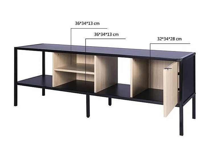 Mueble TV con 1 puerta - Metal y madera - 140 x 40 x 50 cm - MINSK