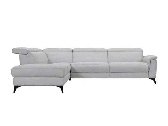 Canape dangle gauche avec 1 place relax electrique - Tissu gris - L 292 x P 232 x H 99 cm - MELBOURNE