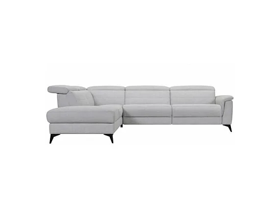 Canape dangle gauche avec 1 place relax electrique - Tissu gris - L 292 x P 232 x H 99 cm - MELBOURNE