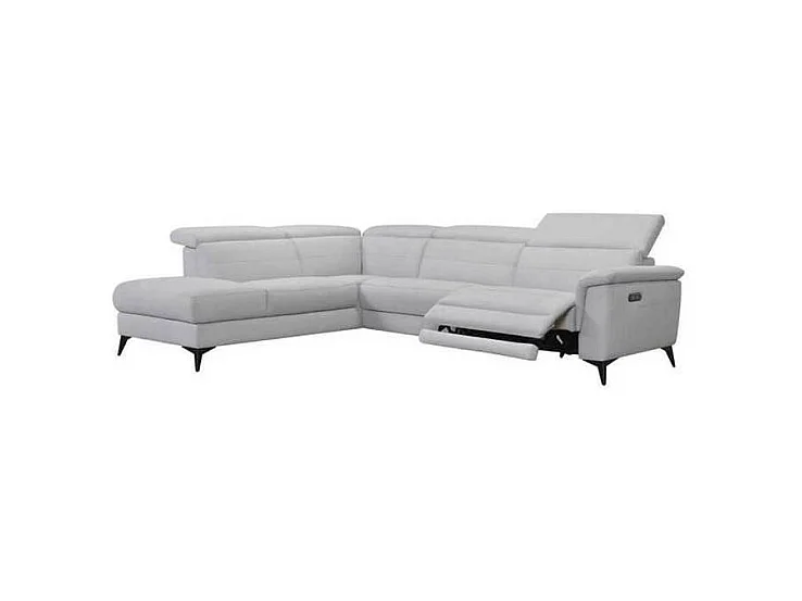 Canape dangle gauche avec 1 place relax electrique - Tissu gris - L 292 x P 232 x H 99 cm - MELBOURNE