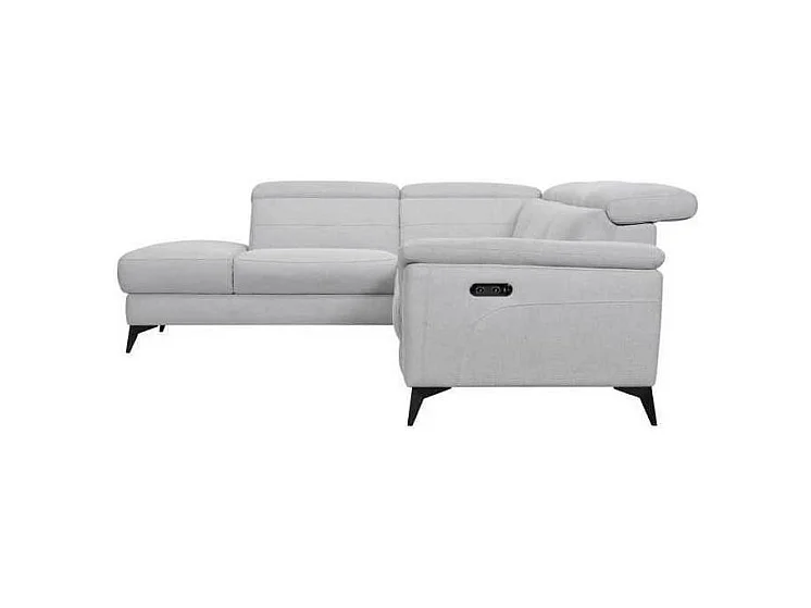 Canape dangle gauche avec 1 place relax electrique - Tissu gris - L 292 x P 232 x H 99 cm - MELBOURNE