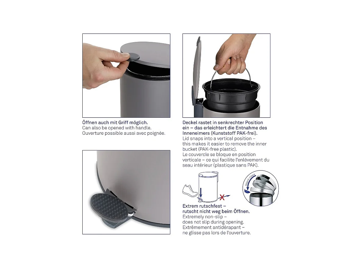 Poubelle Mats noir 12L