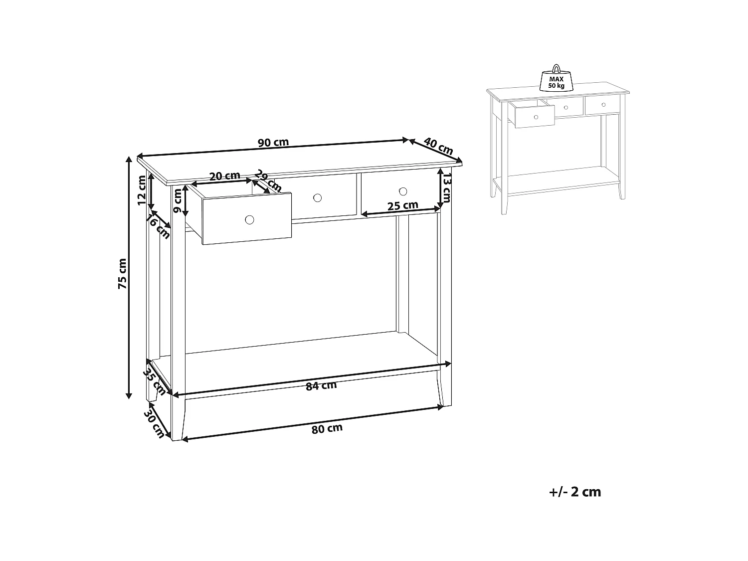 Tavolino consolle GALVA Bianco