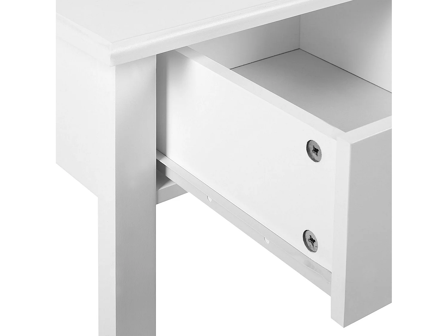 Moderner Konsolentisch, 3 Schubladen, Regal, Holzbeine, Weiß, Galva