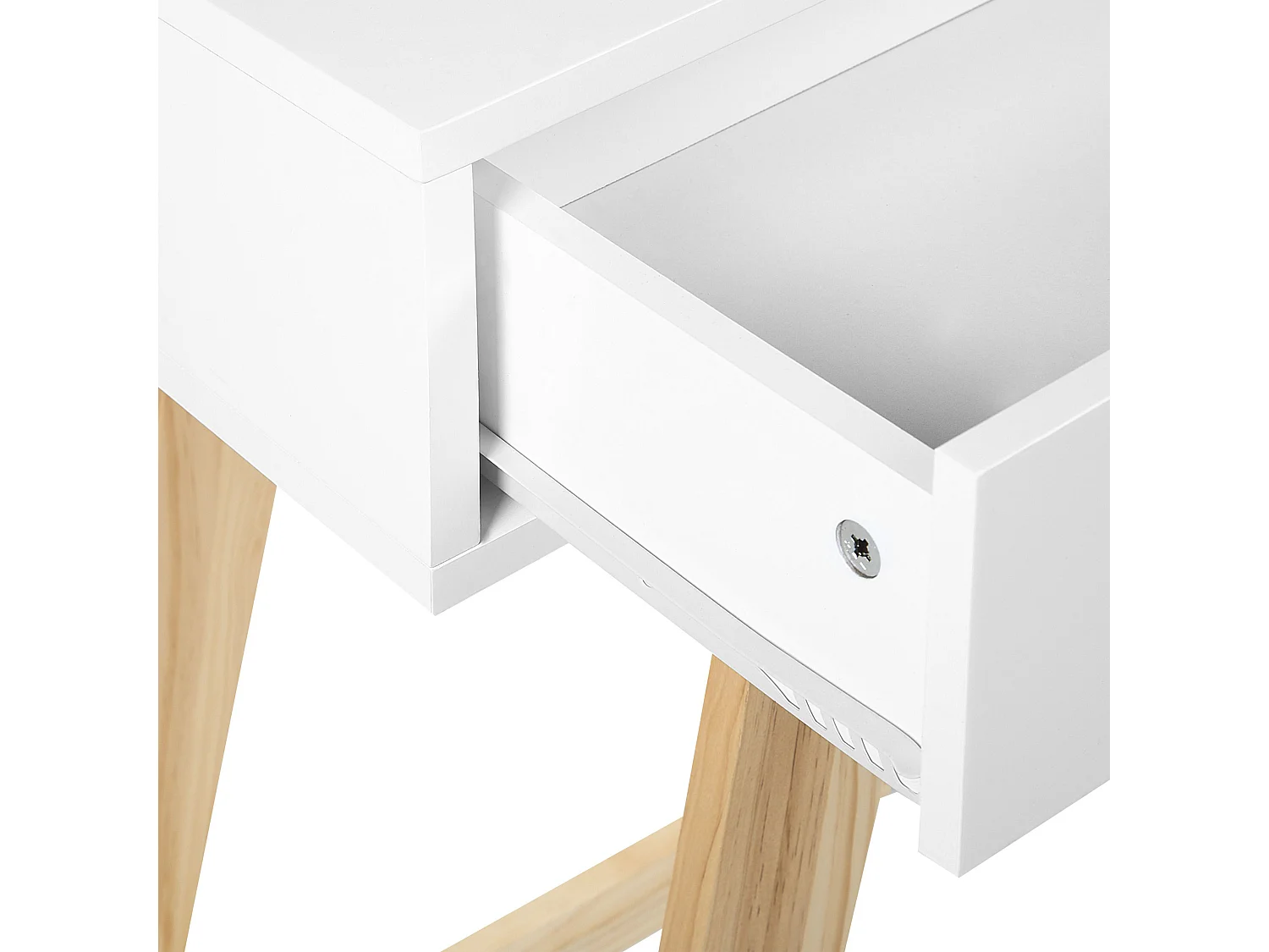 Skandinavien Konsolentisch 2 Schubladen Holzbeine Weiß mit hellem Holz Sully