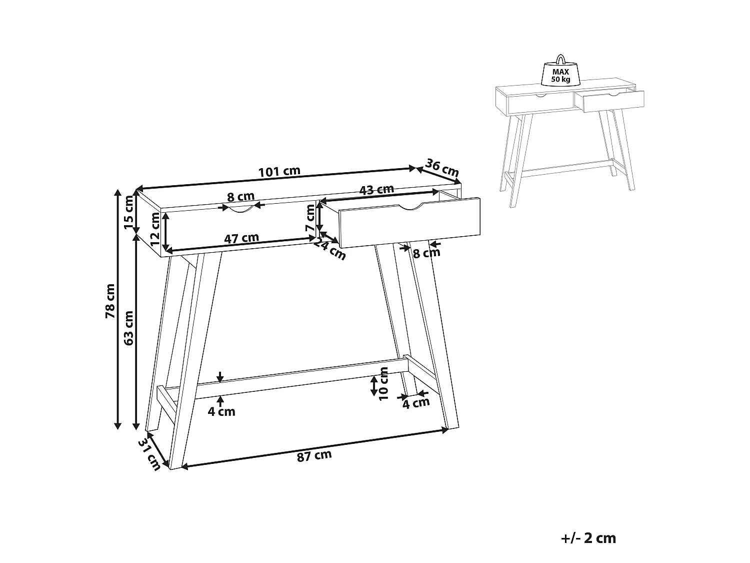Consoletafel SULLY Wit