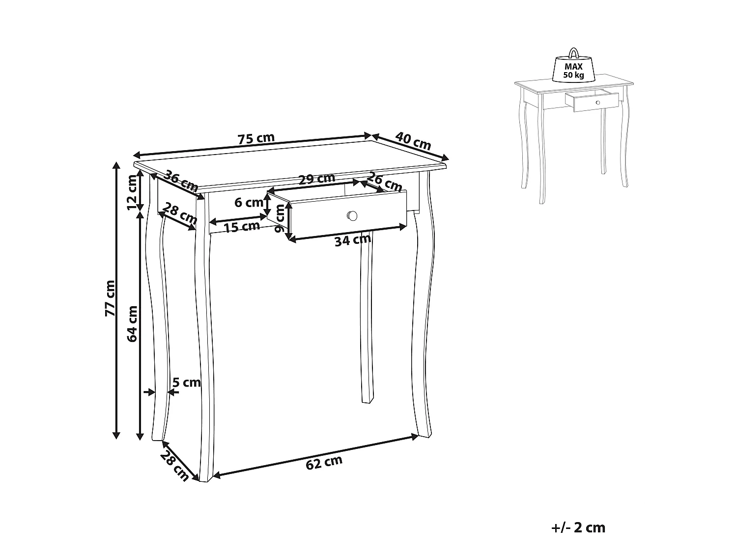 Consoletafel ALBIA Wit