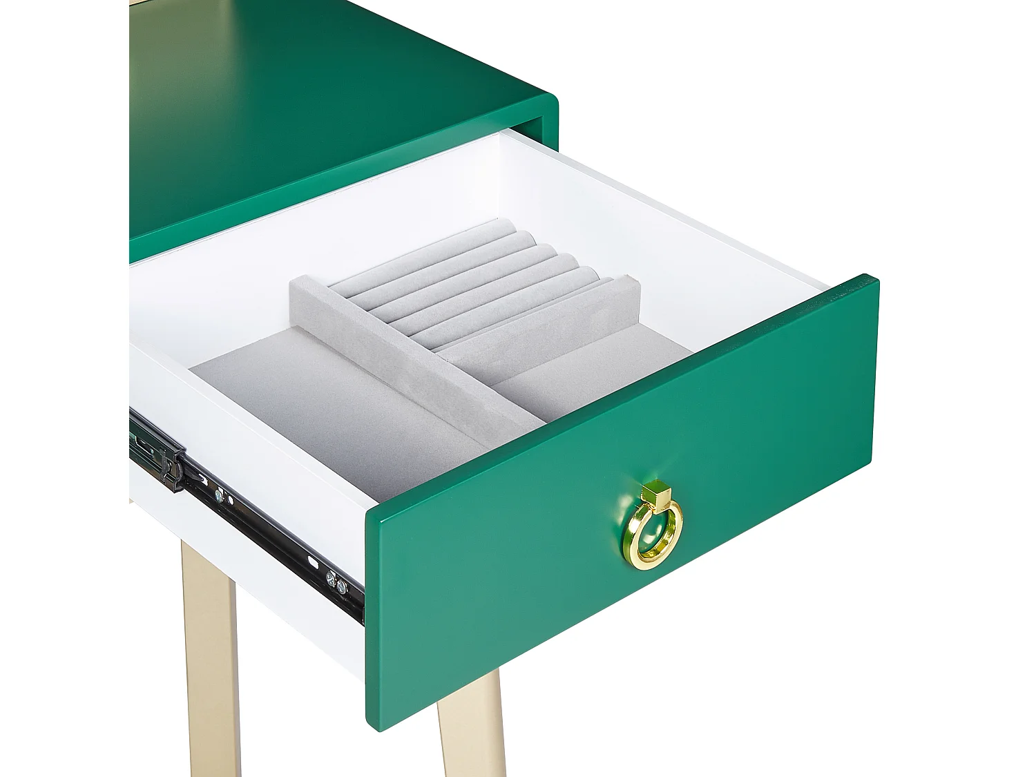 Coiffeuse avec miroir et tabouret FEDRY LED Vert émeraude