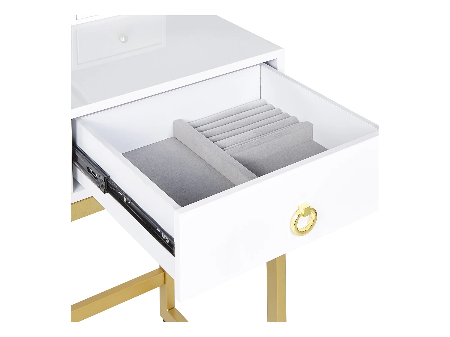 Coiffeuse avec miroir et tabouret AUXON LED Blanc