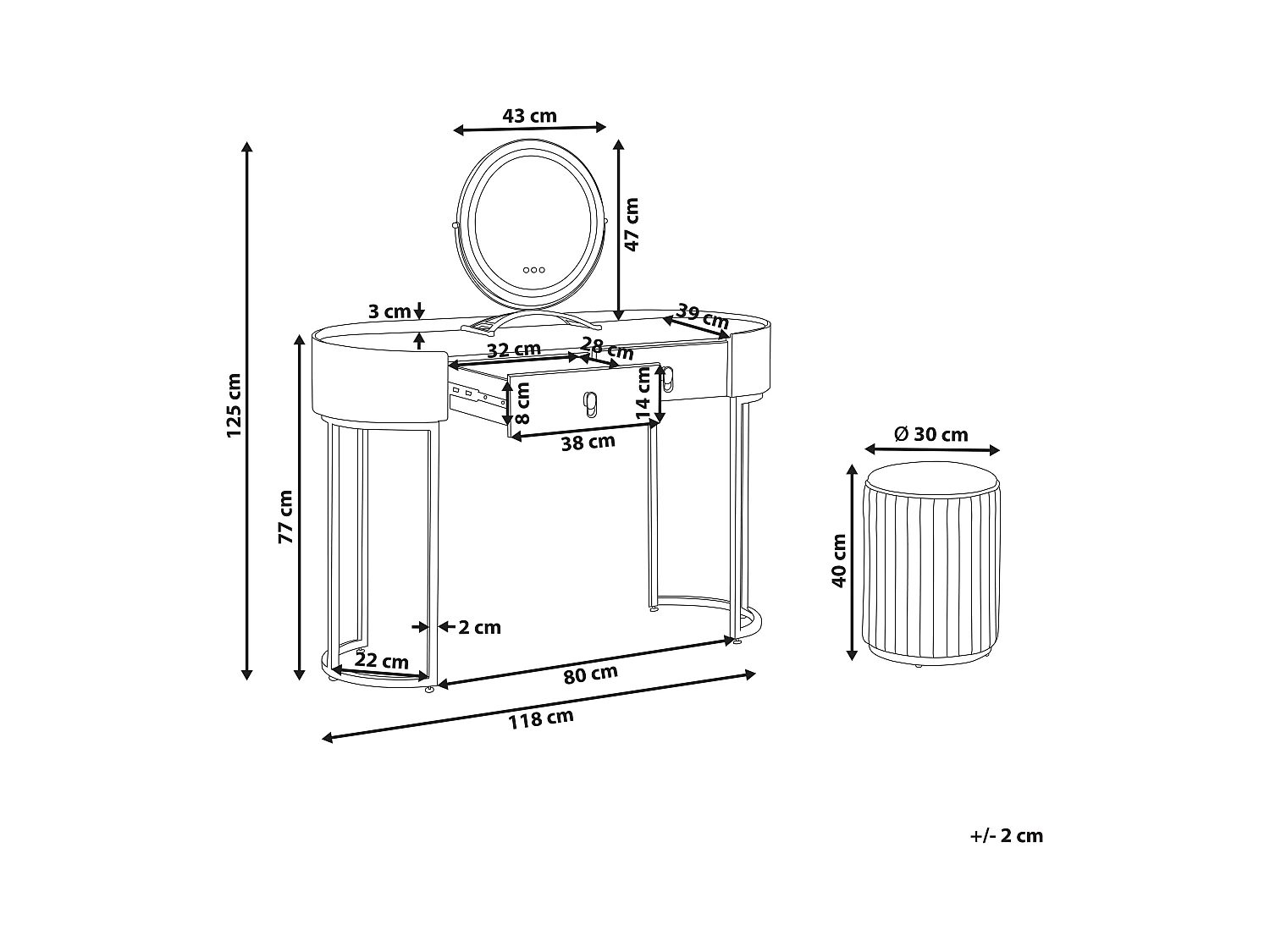Kaptafel VINAX LED Donkergroen