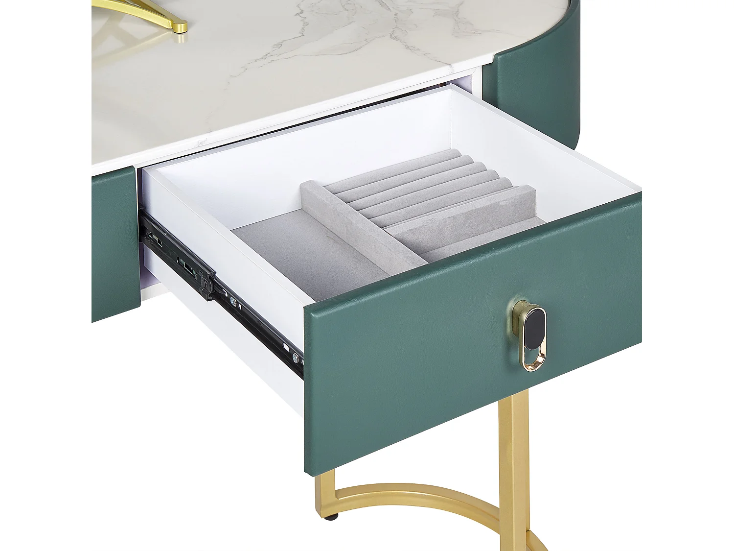 Coiffeuse avec miroir et tabouret VINAX LED Vert foncé