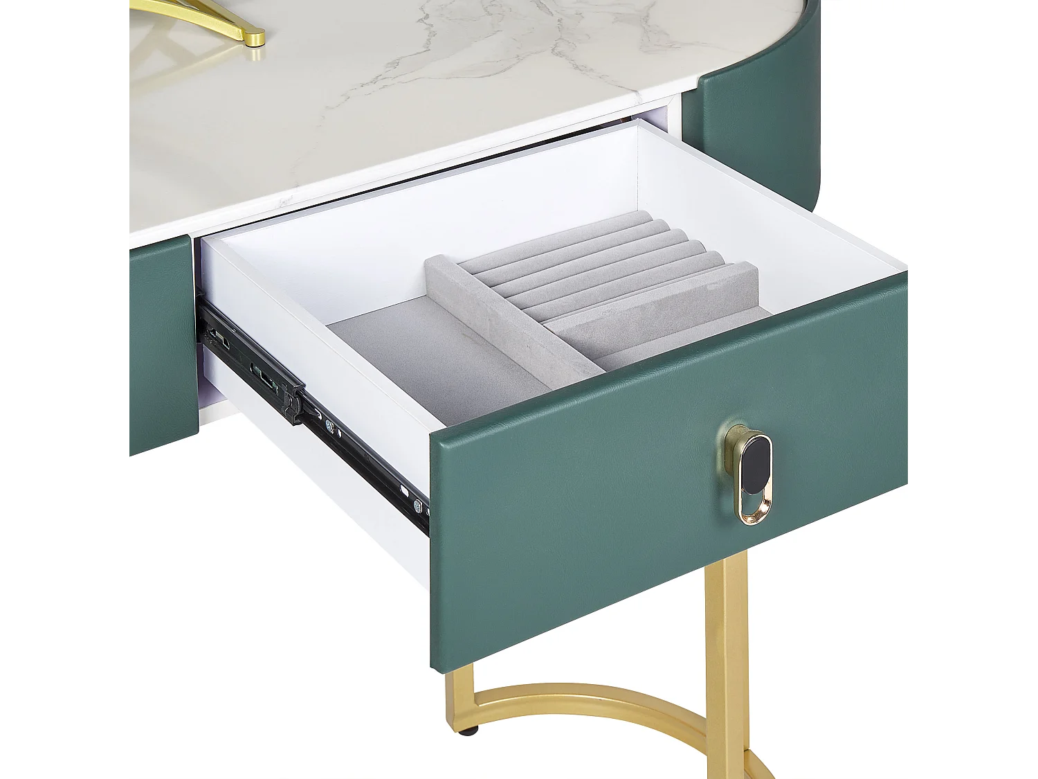 Tocador con espejo y taburete VINAX LED Verde oscuro