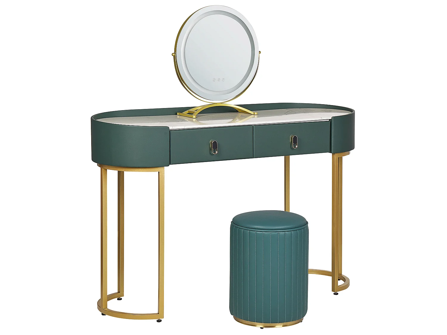 Dressing Table with Mirror and Stool VINAX LED Dark Green