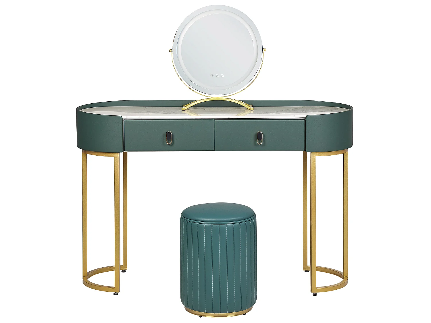 Dressing Table with Mirror and Stool VINAX LED Dark Green