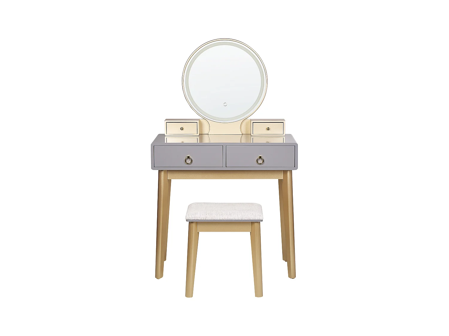 Toaletka z lustrem i stołkiem FEDRY LED Szary