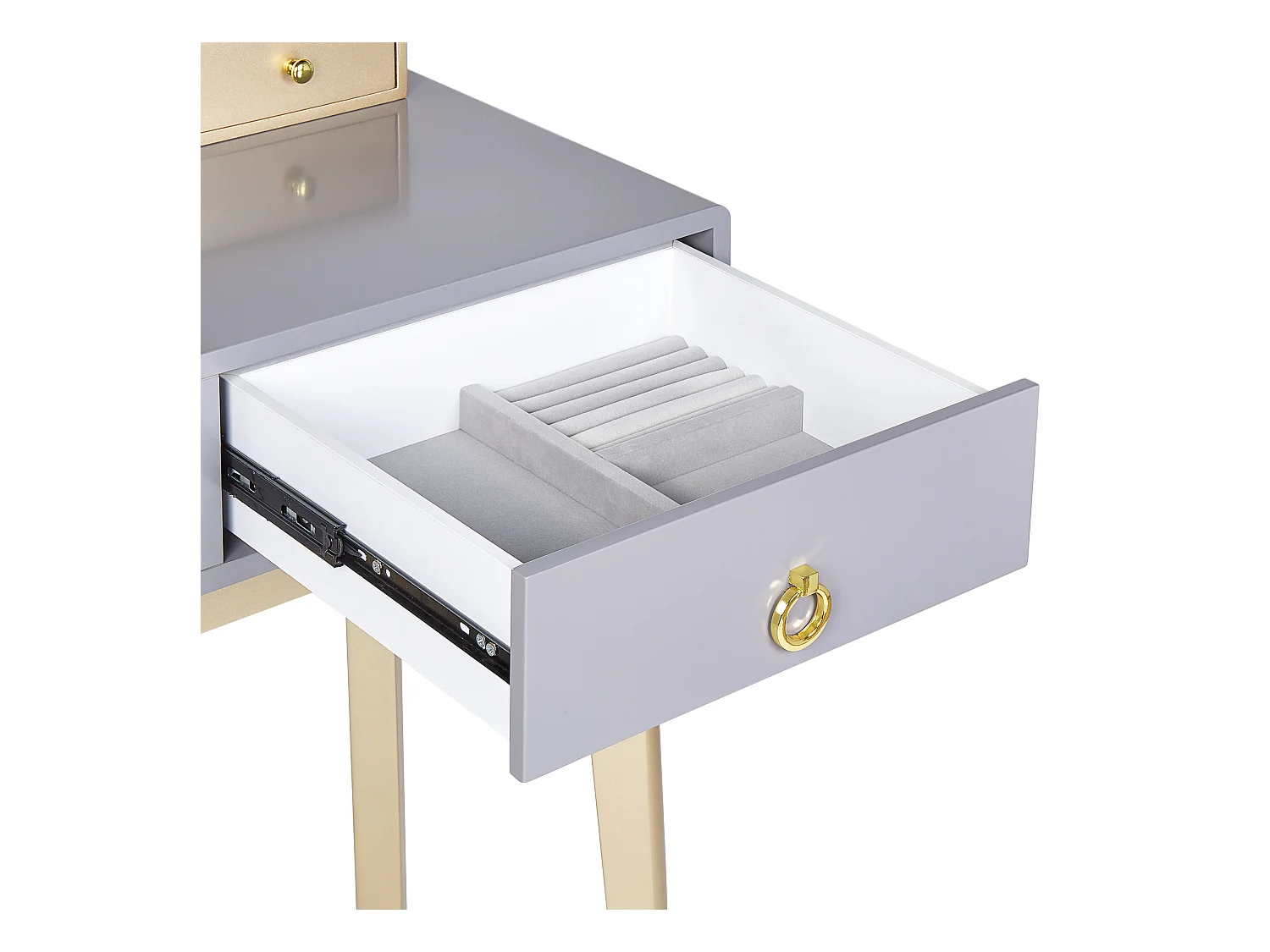 Toaletka z lustrem i stołkiem FEDRY LED Szary