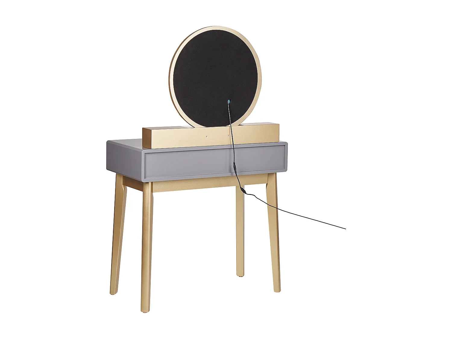 Coiffeuse avec miroir et tabouret FEDRY LED Gris