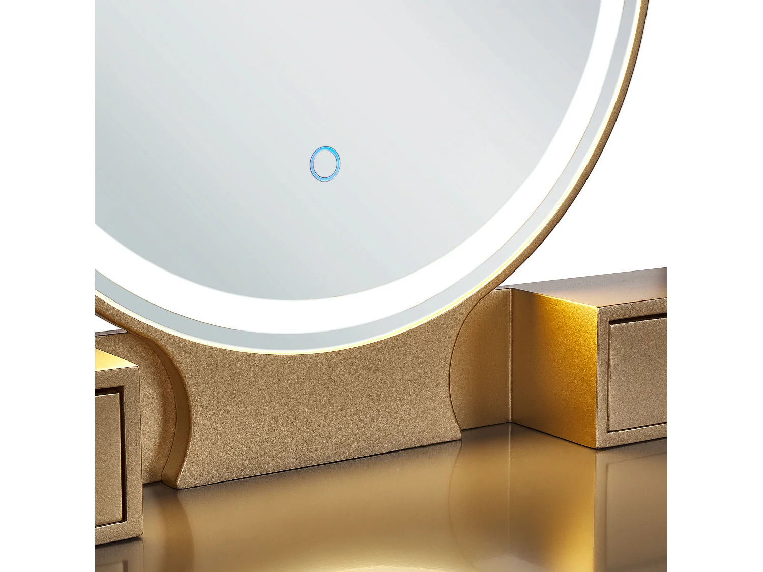 Coiffeuse avec miroir et tabouret FEDRY LED Gris