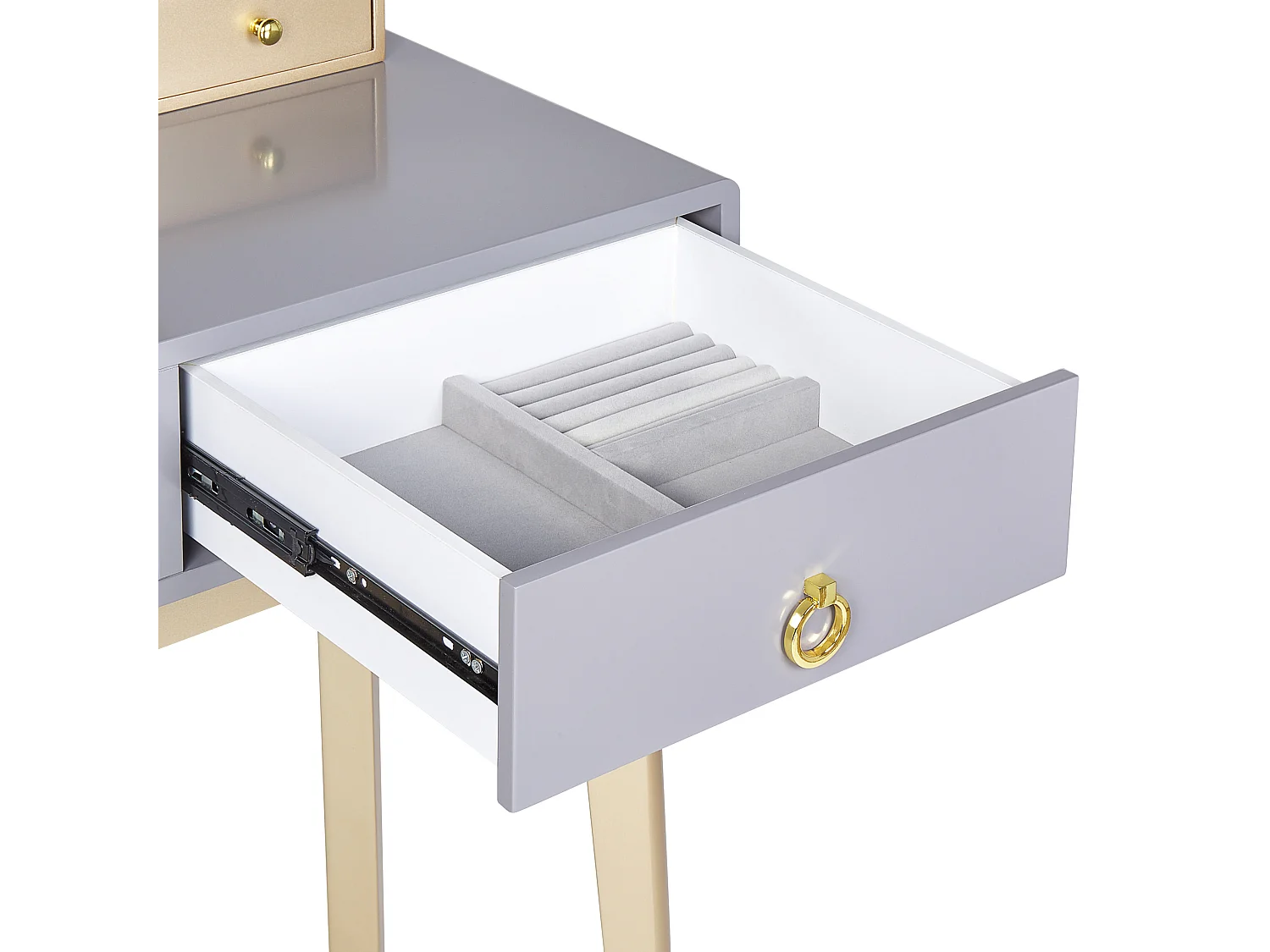 Toaletka z lustrem i stołkiem FEDRY LED Szary