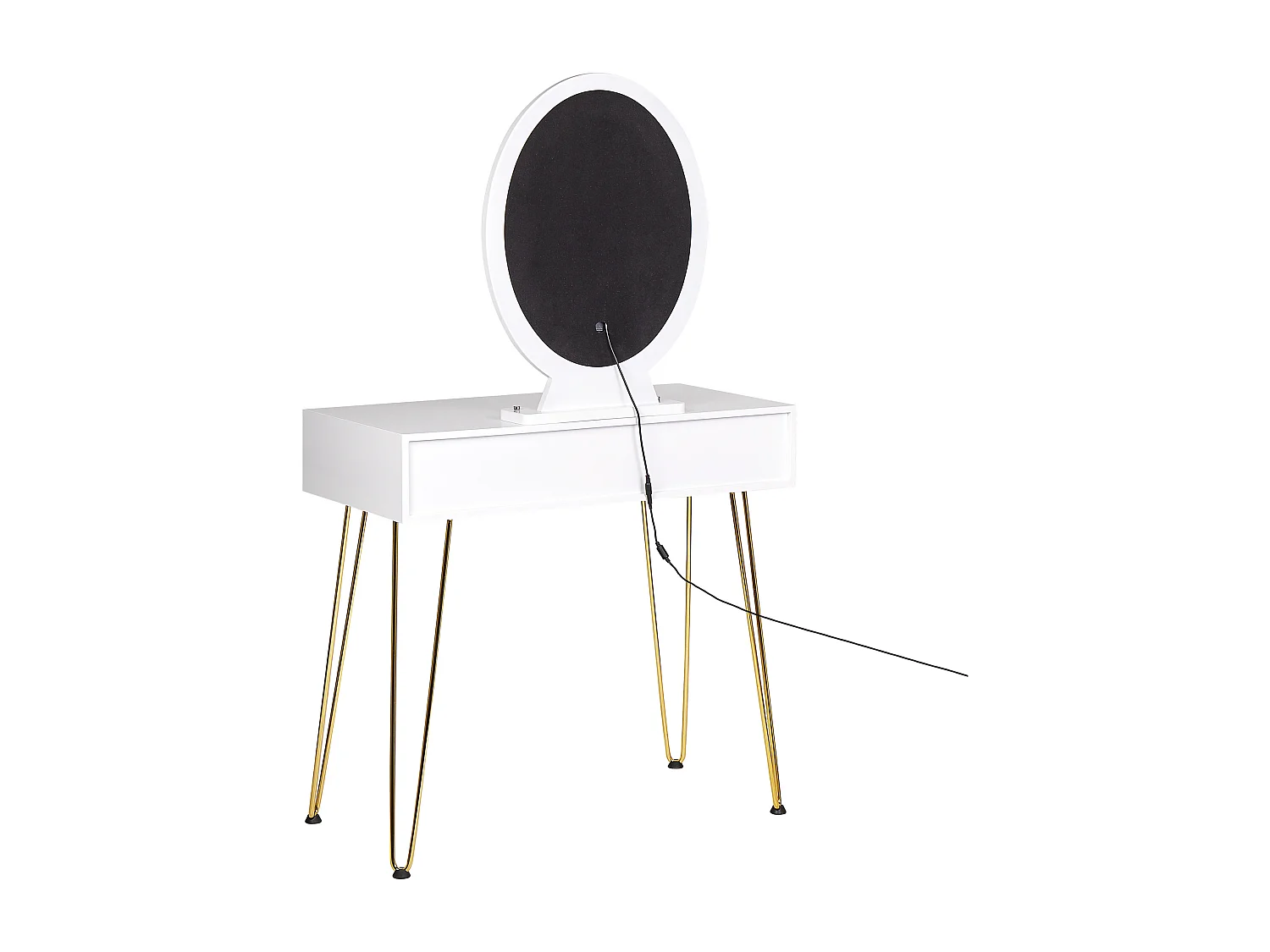 Coiffeuse avec miroir et tabouret CAEN LED Blanc