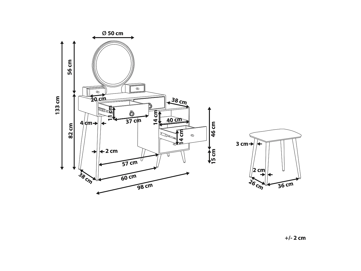 Kaptafel YVES LED Zwart
