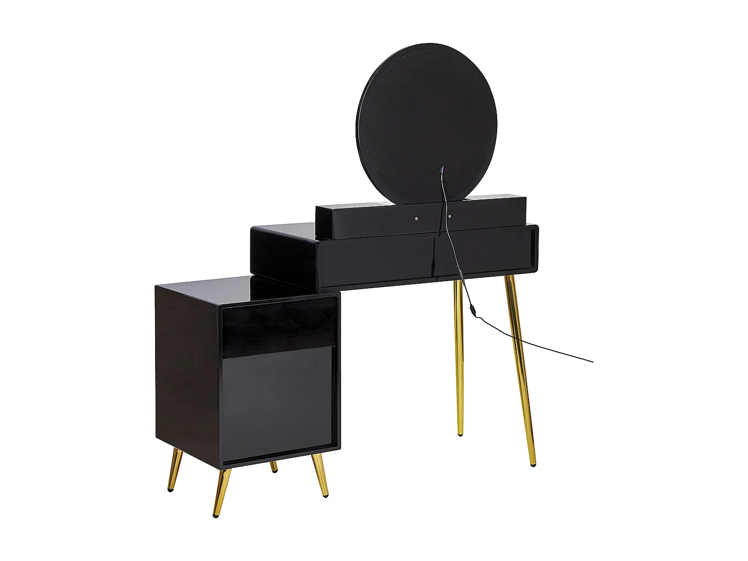 Coiffeuse avec miroir et tabouret YVES LED Noir
