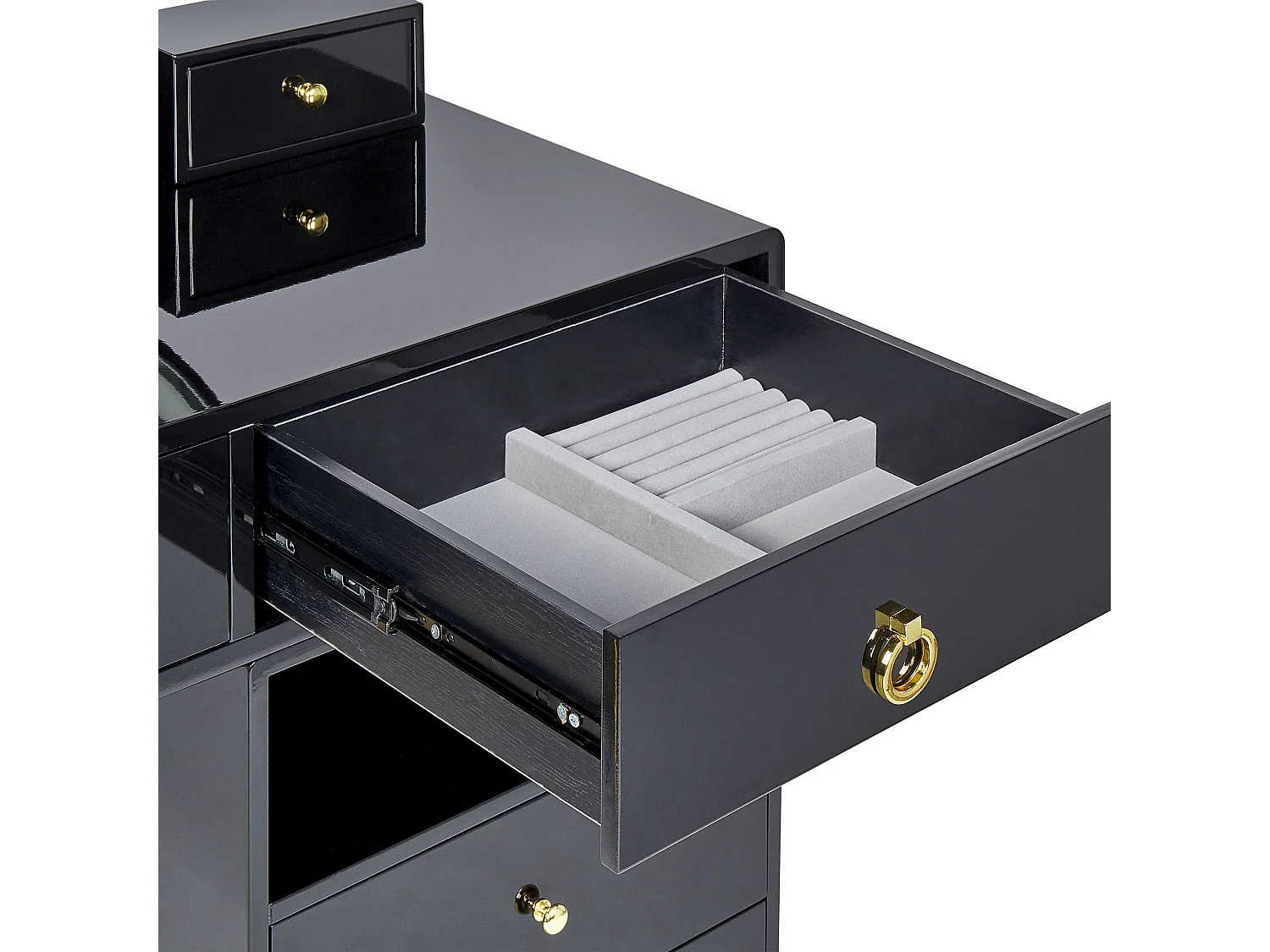 Coiffeuse avec miroir et tabouret YVES LED Noir