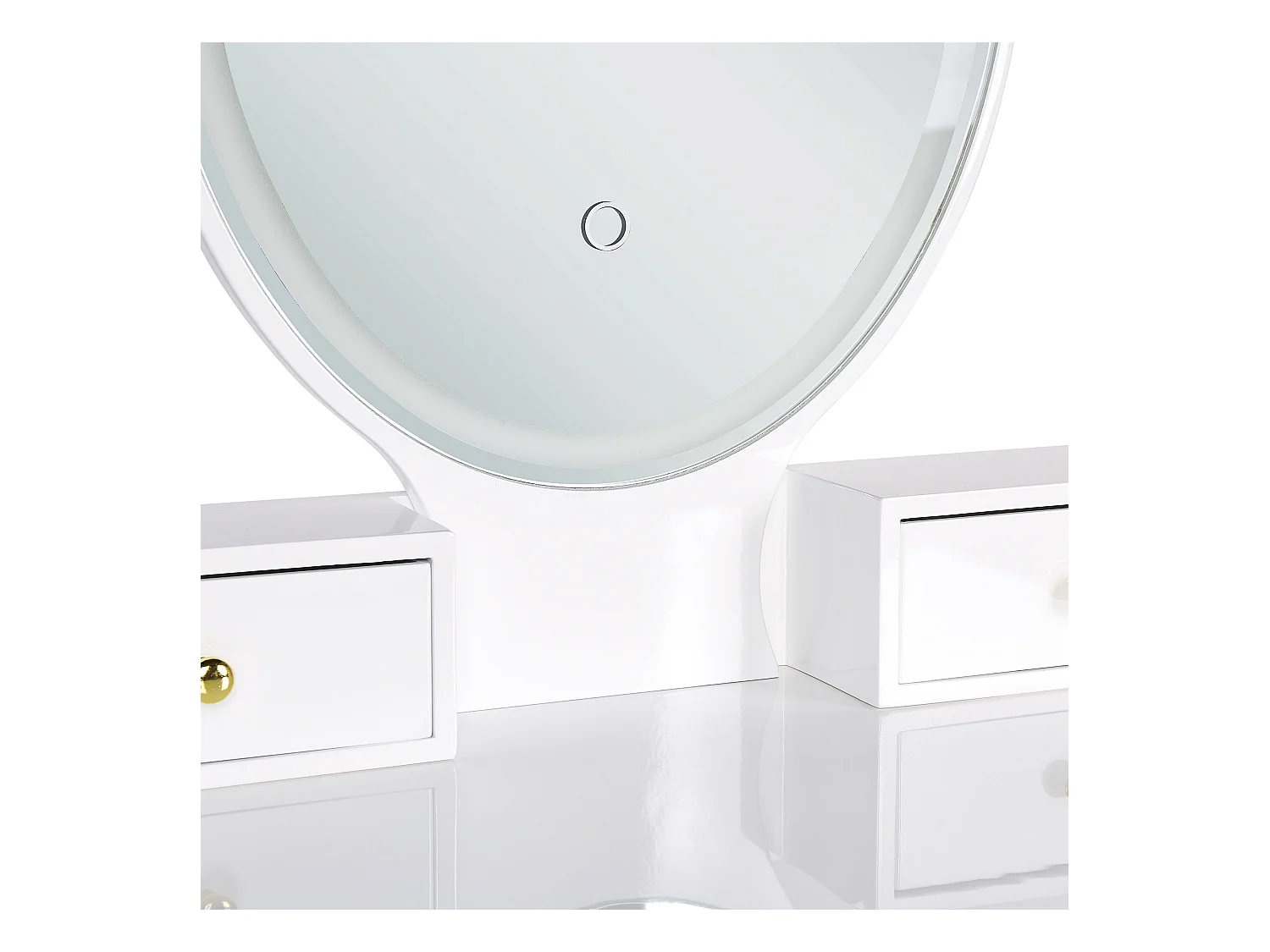Schminktisch mit LED-Spiegel oval 3 Schubladen Hocker weiß Glamour Rosey