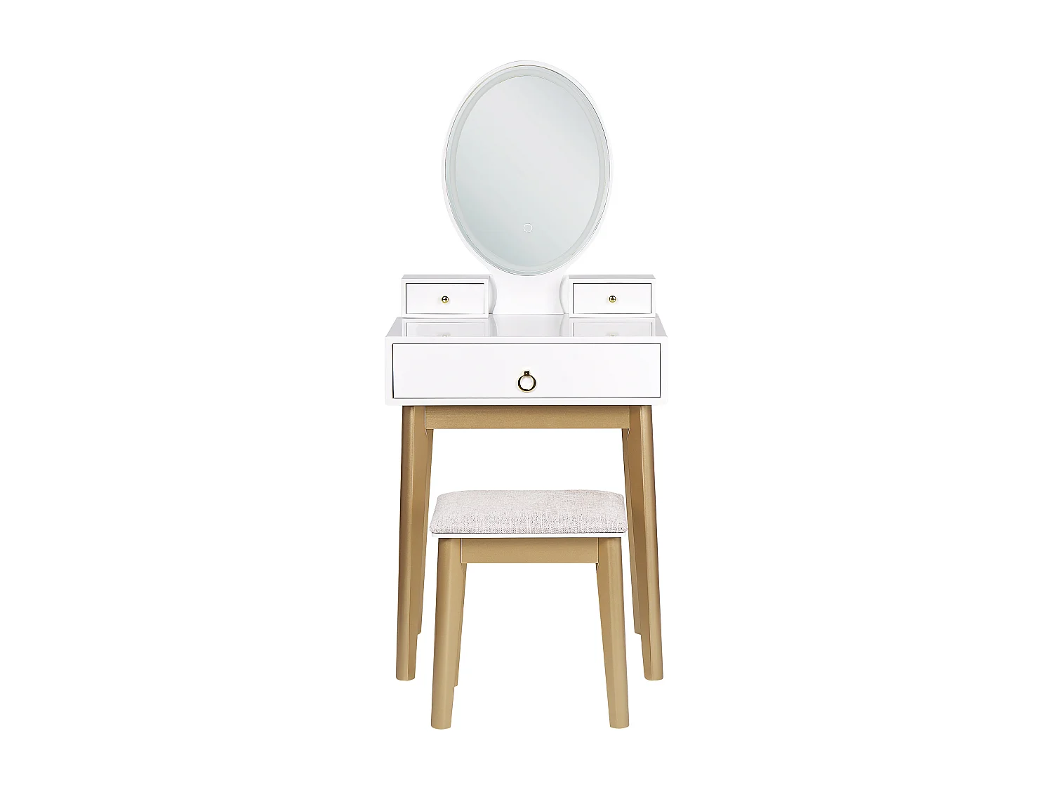 Coiffeuse avec miroir et tabouret ROSEY LED Blanc
