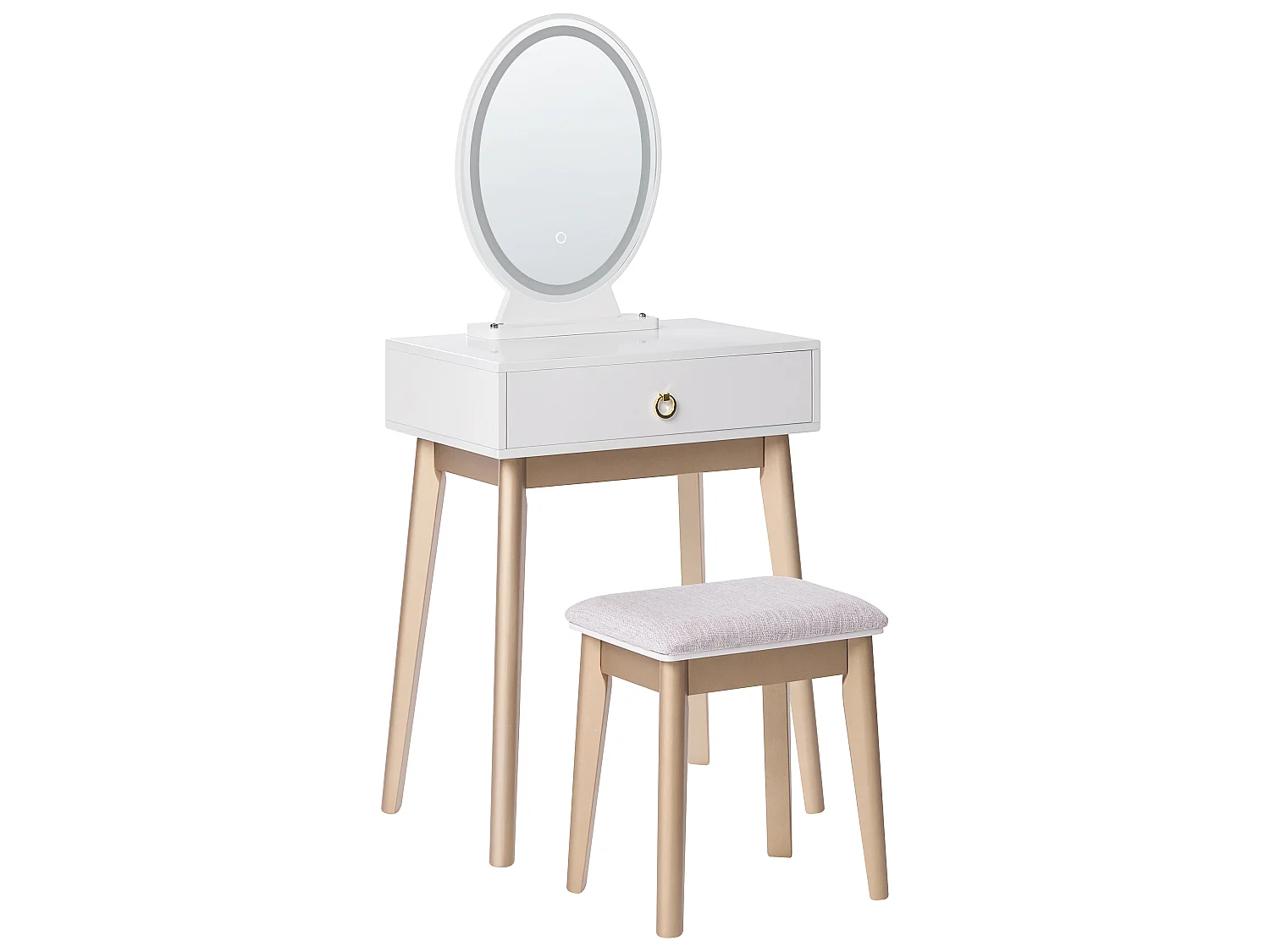 Dressing Table with Mirror and Stool ROSEY LED White