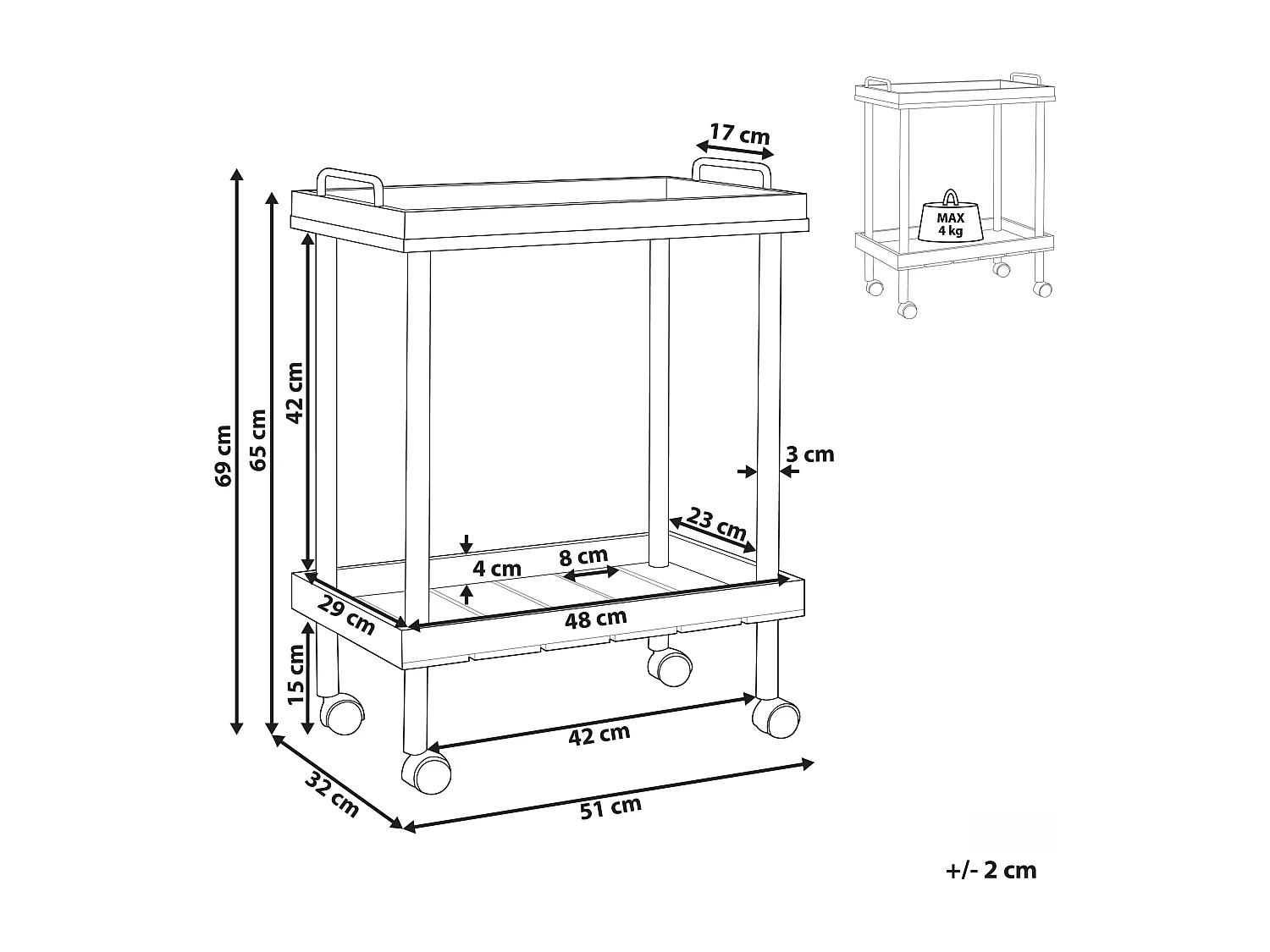 Chariot de cuisine TAGGIO Bois clair