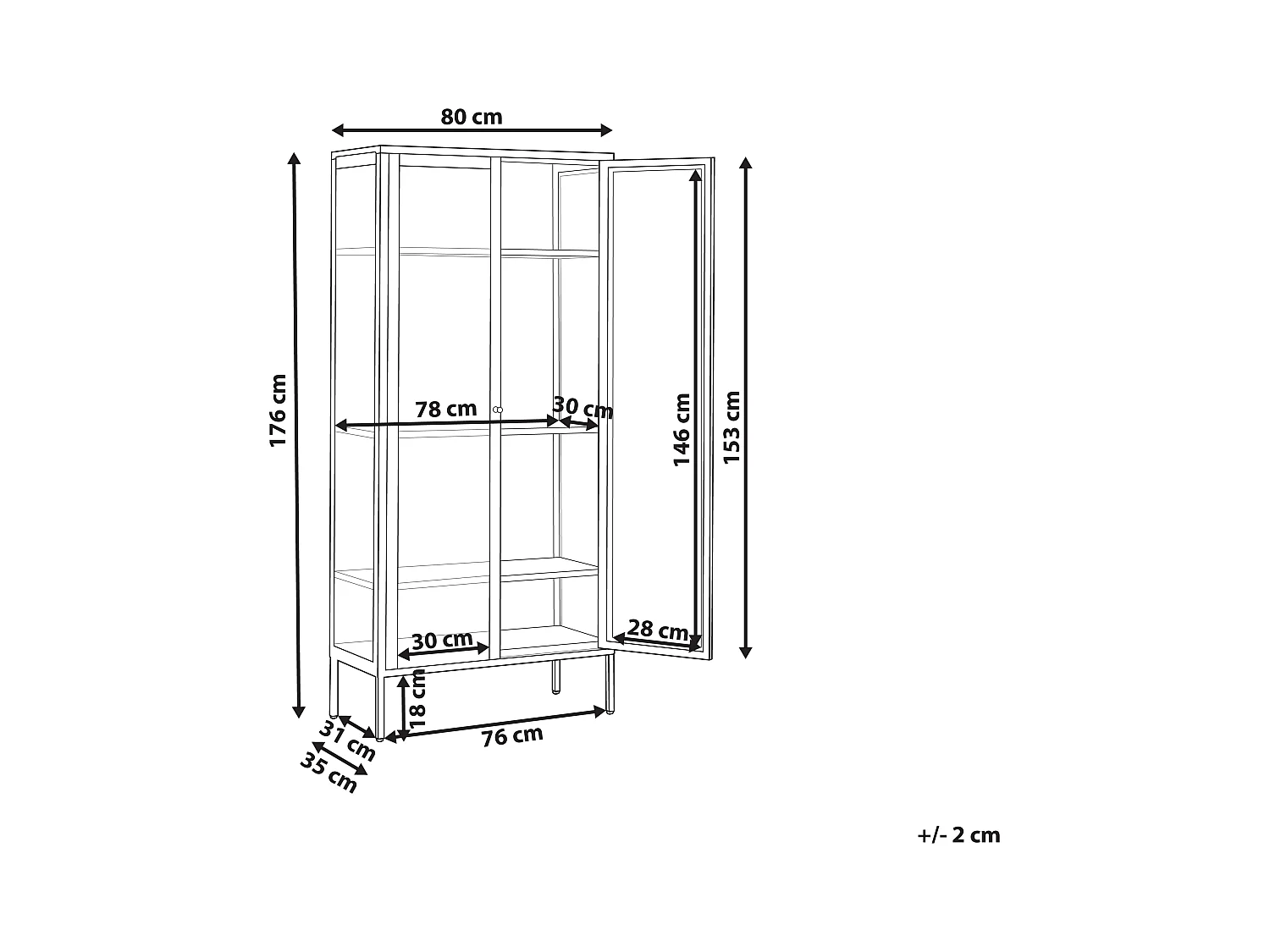 Witryna HARTY Metal 80 cm Czarny