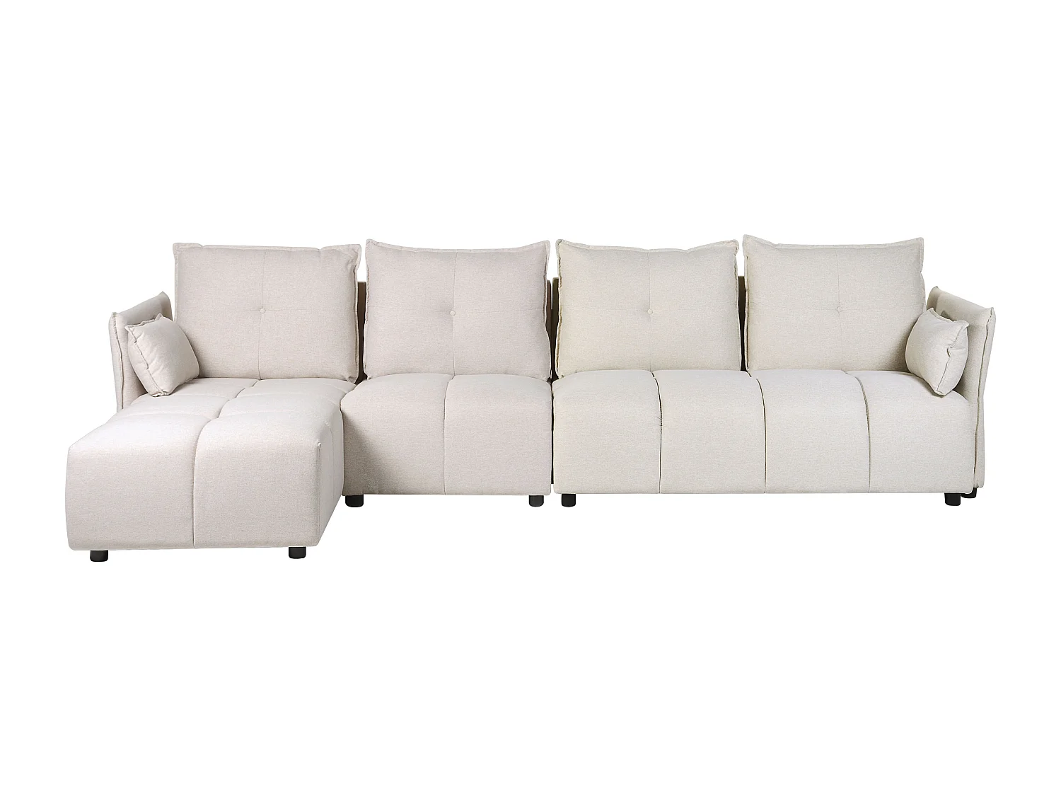 Canapé d'Angle droit avec Coussins de Dossier en Tissu Polyester Beige Tomra