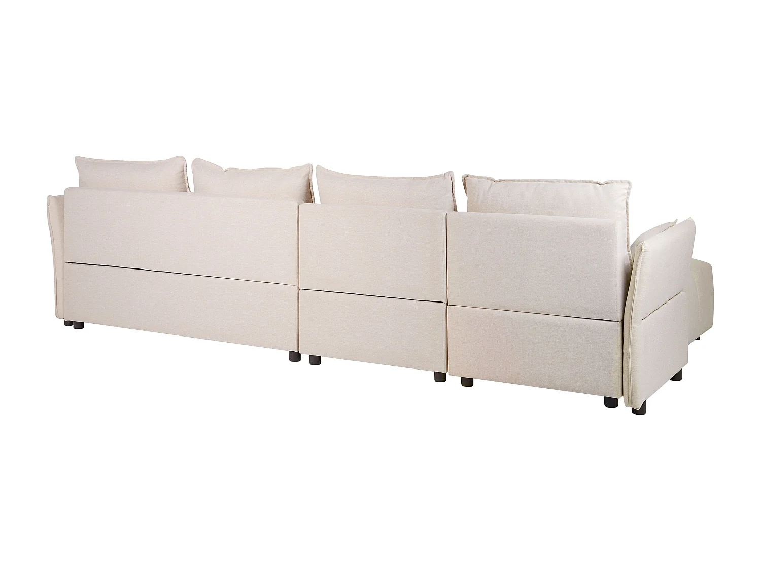 Canapé d'Angle droit avec Coussins de Dossier en Tissu Polyester Beige Tomra