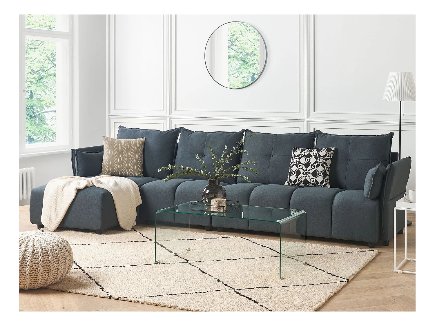 Hoekbank TOMRA Stof Grafietgrijs 4-zitter Rechterzijde