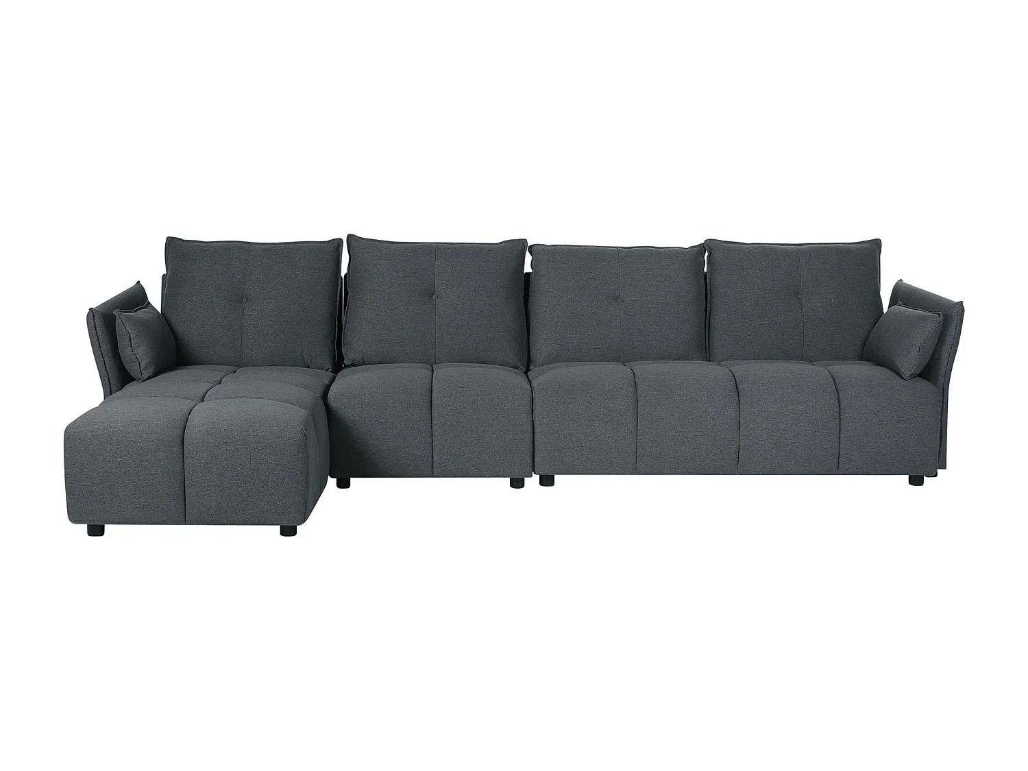 4-Sitzer Ecksofa mit Chaiselongue rechts grau L-Form viele Kissen Modern Tomra
