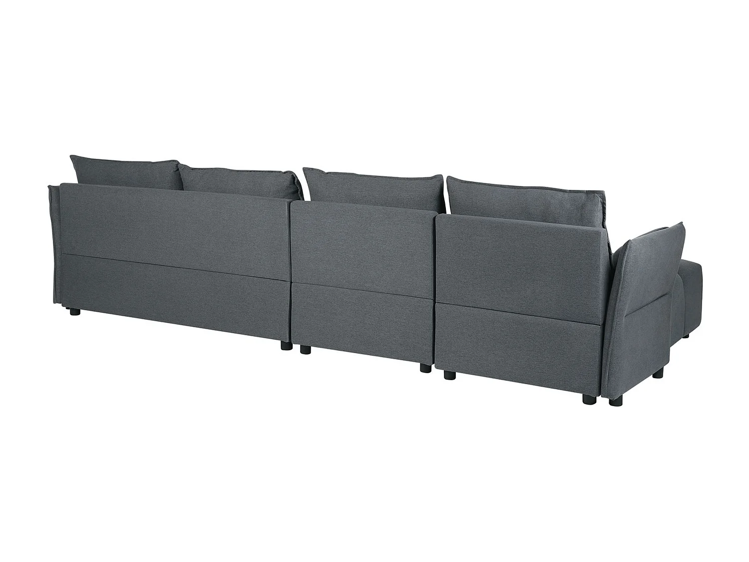 4-Sitzer Ecksofa mit Chaiselongue rechts grau L-Form viele Kissen Modern Tomra