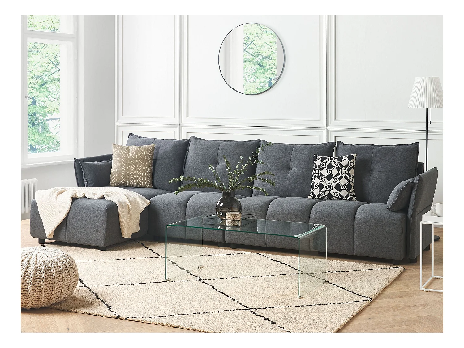 Hoekbank TOMRA Stof Donkergrijs 4-zitter Rechterzijde