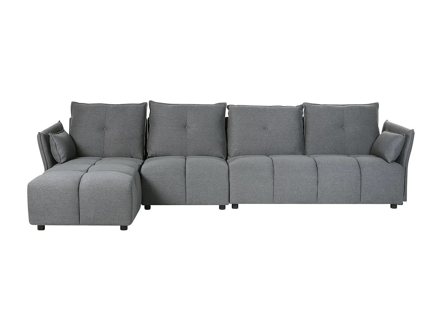 Canapé d'Angle droit avec Coussins Dossier en Tissu Polyester Gris Foncé Tomra