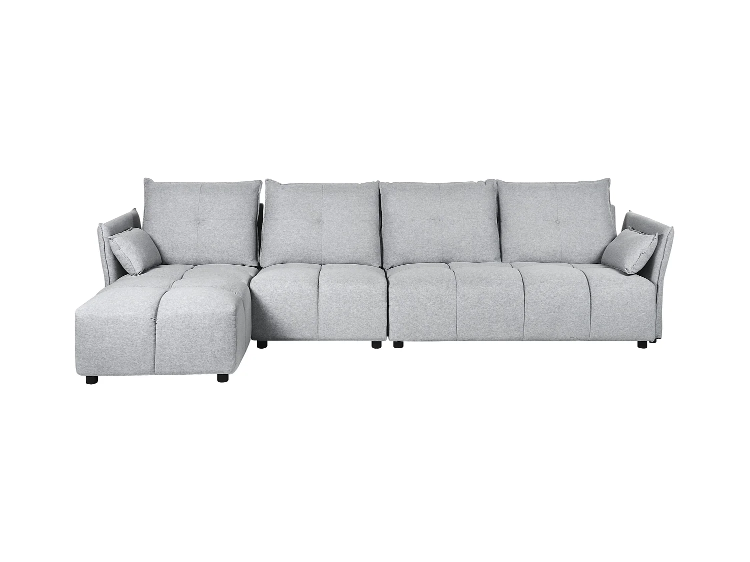 Canapé d'Angle Droit avec Coussins Dossier en Tissu Polyester Gris Clair Tomra