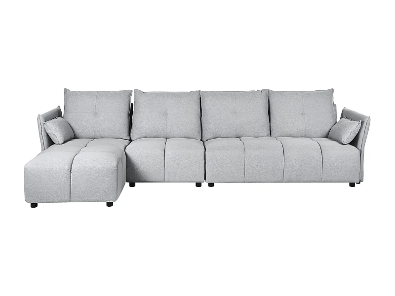 Divano angolare TOMRA Tessuto Grigio chiaro 4 posti Lato destro