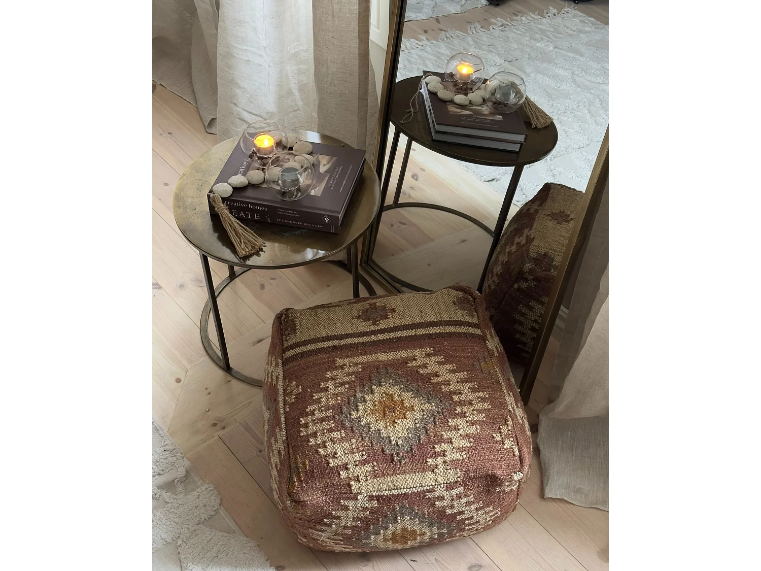 Poef BEEL Jute Multicolor 50 cm 50 cm 30 cm