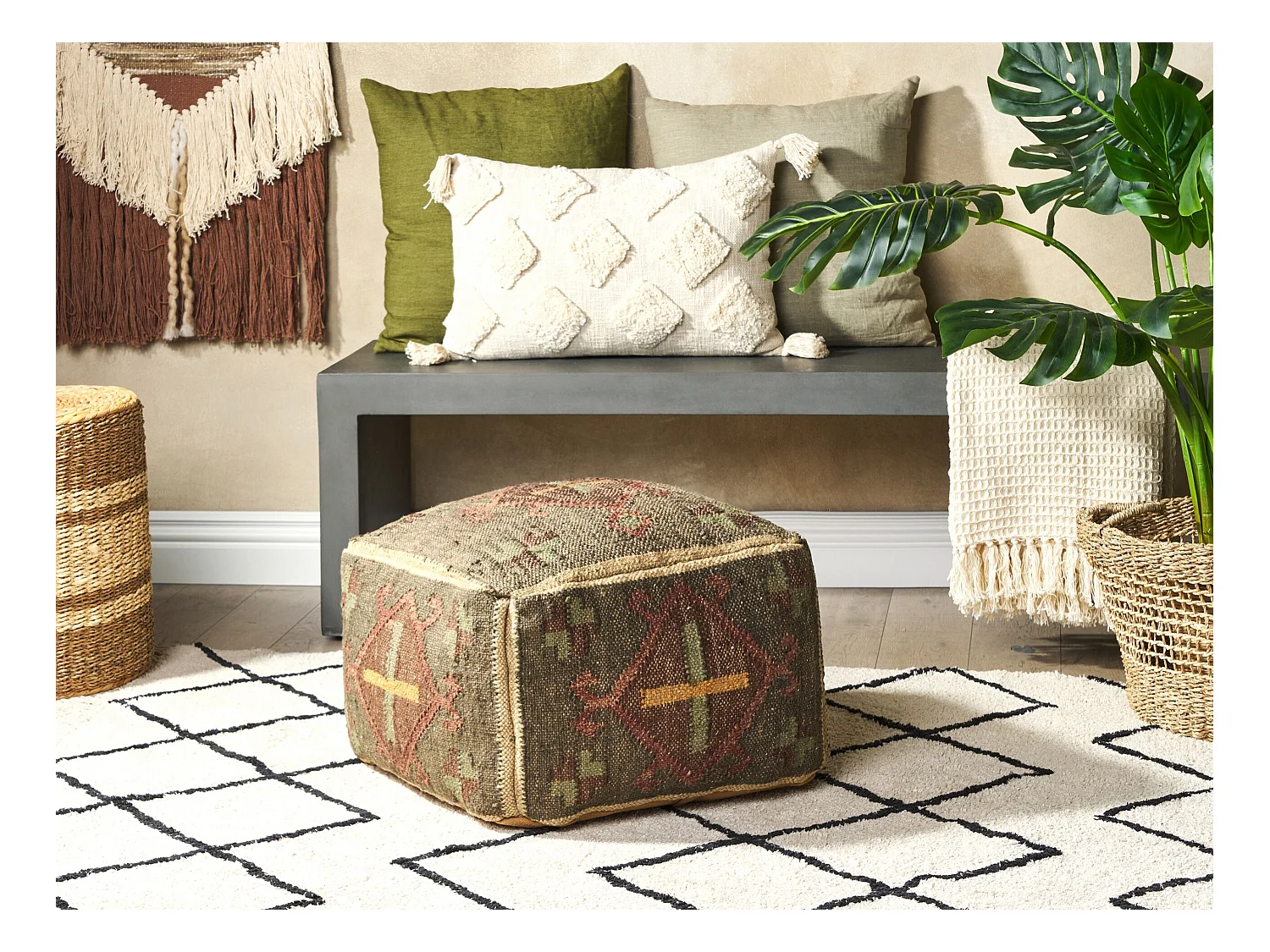 Poef KATORA Jute Multicolor 50 cm 50 cm 30 cm