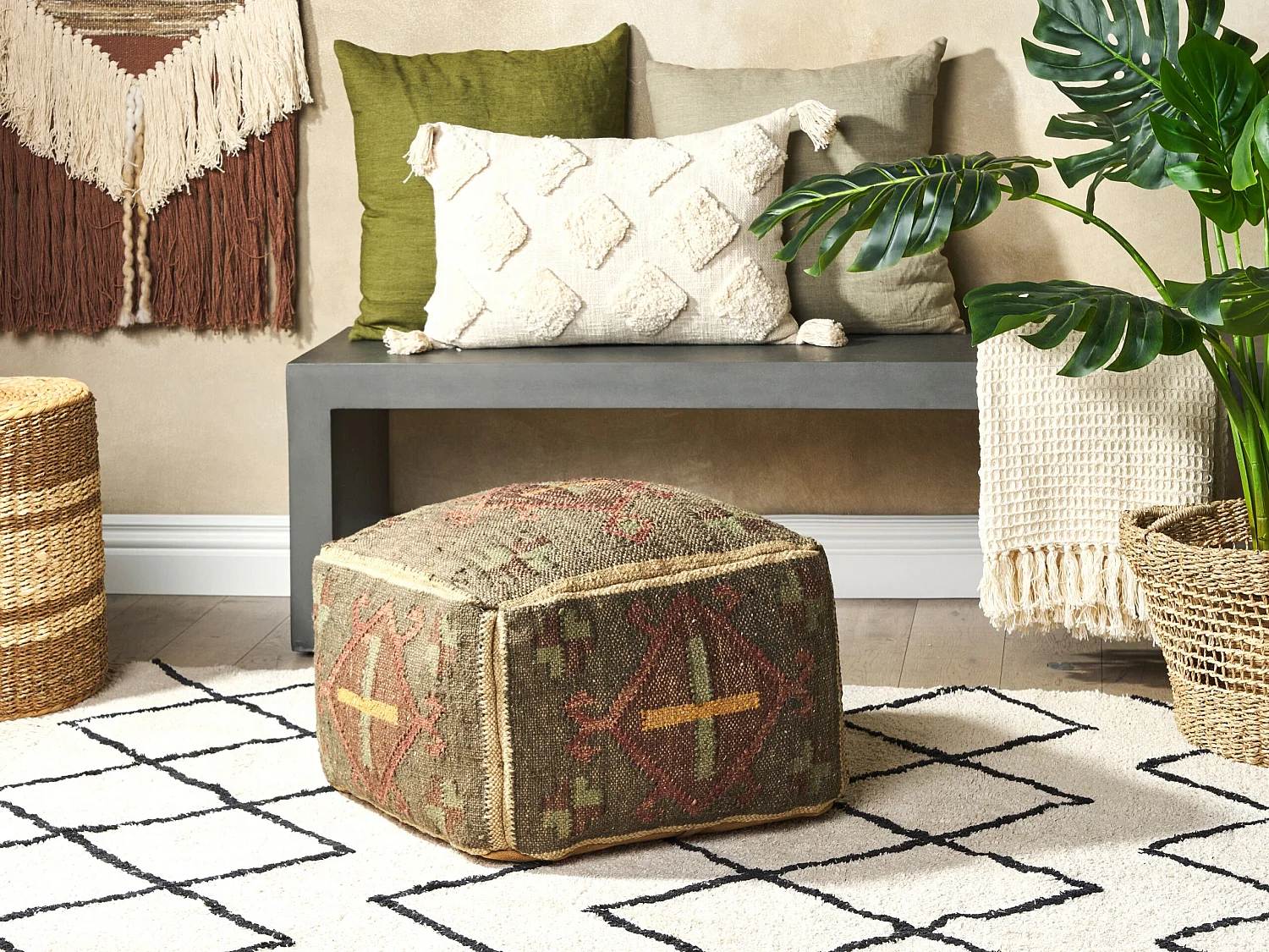 Pouf KATORA Jute Multicolore 50 cm 50 cm 30 cm