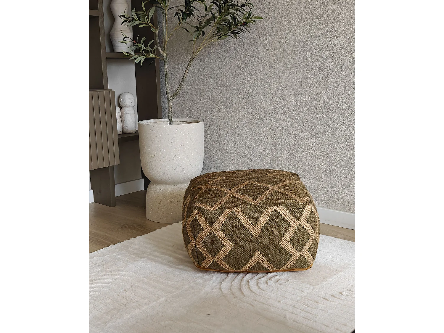 Pouf GOPI Jute Vert 50 cm 50 cm 30 cm
